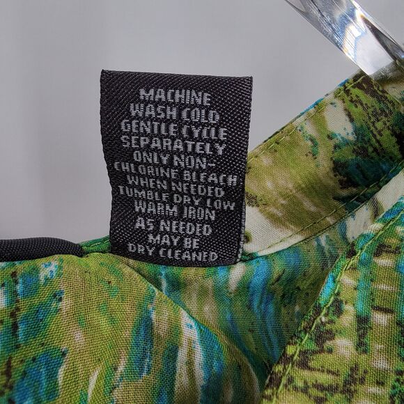 Chico's Additions Blouse Women's Large Leaf Botanical Print Semi Sheer Green - Picture 10 of 11